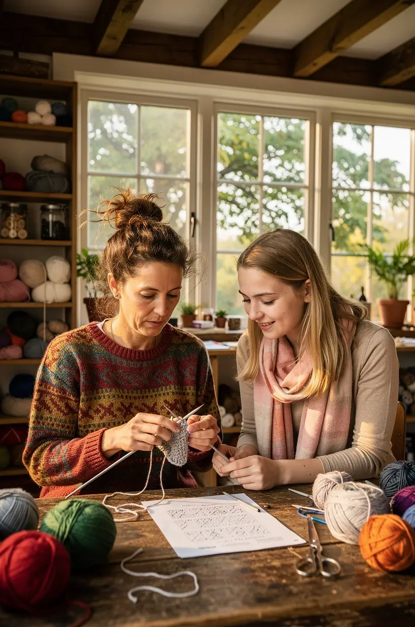 Home craft workshop setup for knitting and sewing